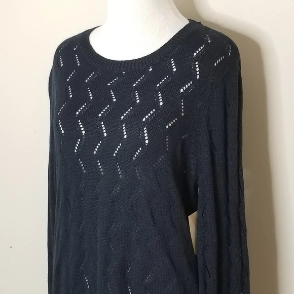 NWT 14th & Union Blue Open Knit Long Sleeve Sweater S - Picture 2 of 7